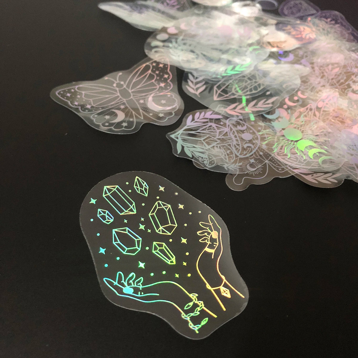 Holographic Glitter Stickers – Transparent Waterproof Decals for Scrapbooking