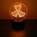 3D Heart LED Night Light – Romantic Illusion Lamp for Valentine's Day Gifts