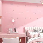 Pink Star Pattern PVC Wallpaper – Self-Adhesive Wall Decor for Kids Bedroom
