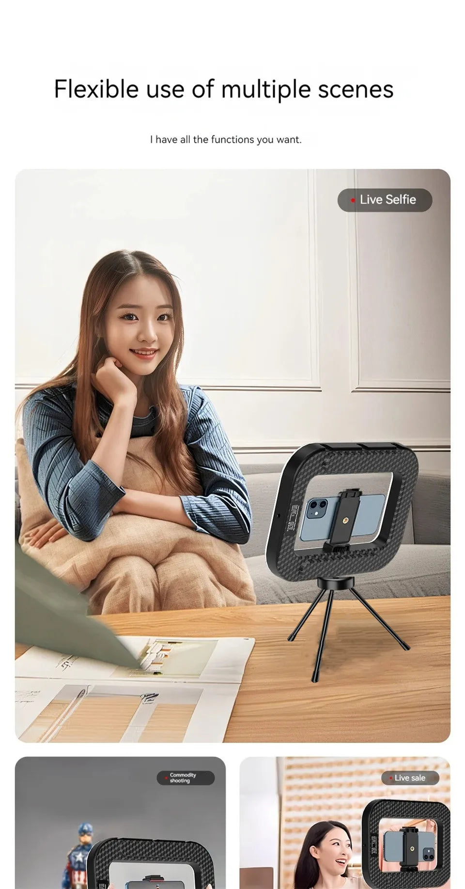 Handheld Ring LED Fill Light – Portable Rechargeable Lamp for Phone Photography