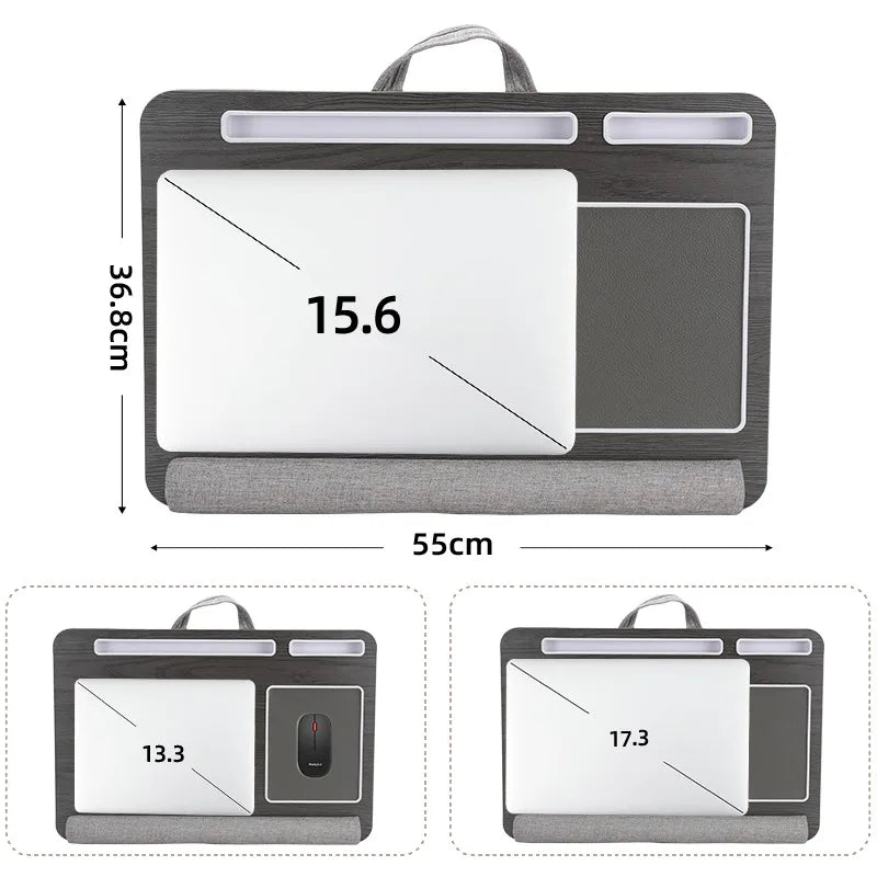 Portable Laptop Desk – Anti-Slip Bed Tray with Mouse Pad for Bedroom Sofa