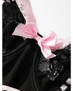 Pink Lace Bodysuit – Bow Knot Perspective Lingerie for Sexy Cosplay