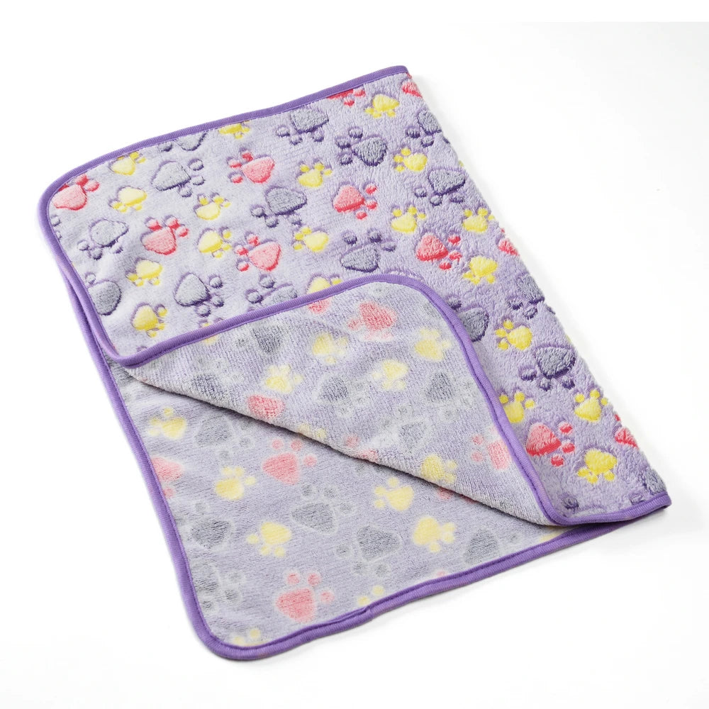 Plush Fleece Pet Blanket – Warm Footprint Mat for Small to Large Dogs and Cats