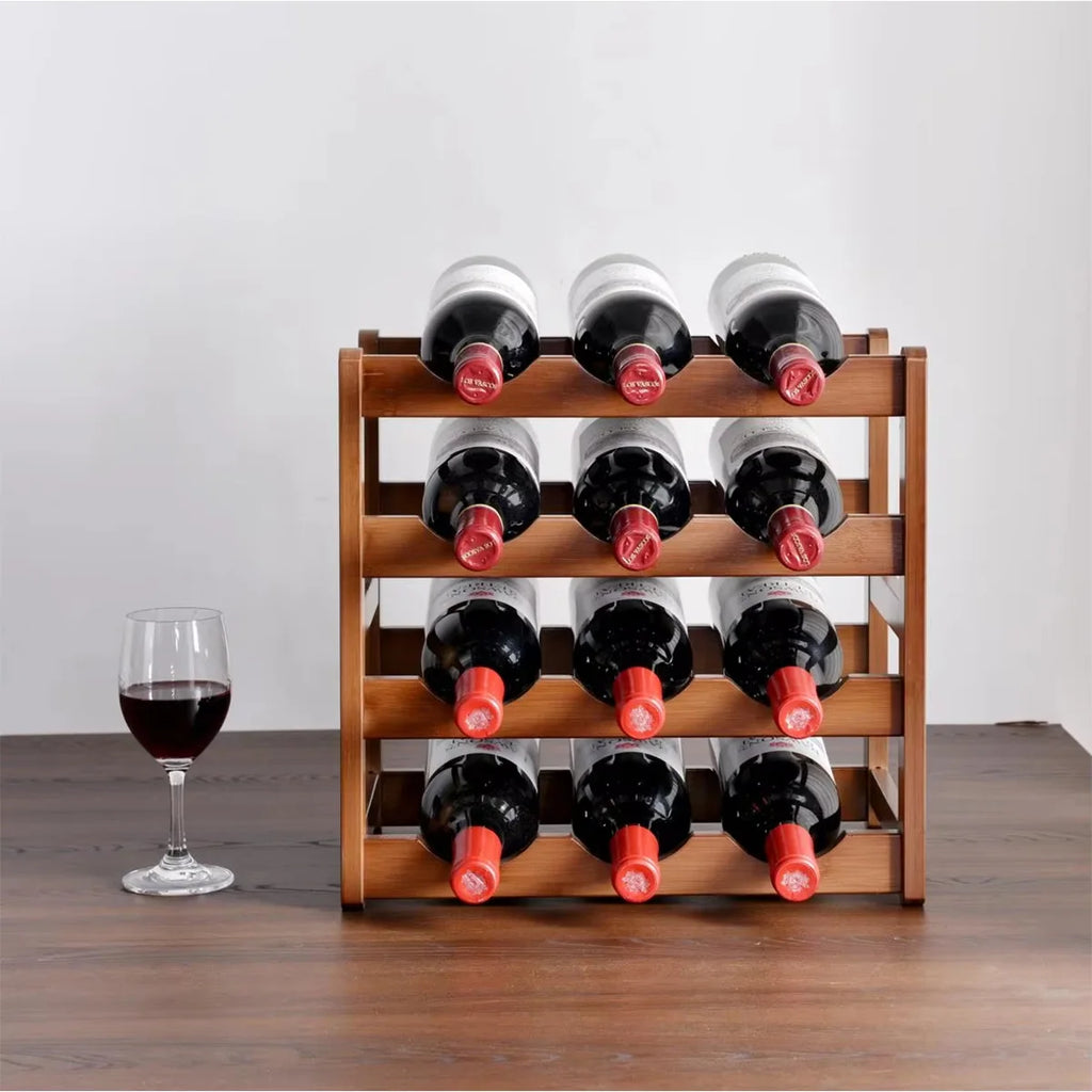 Bamboo Wine Rack – Multi-Tier Wood Display for Bar and Dining Room
