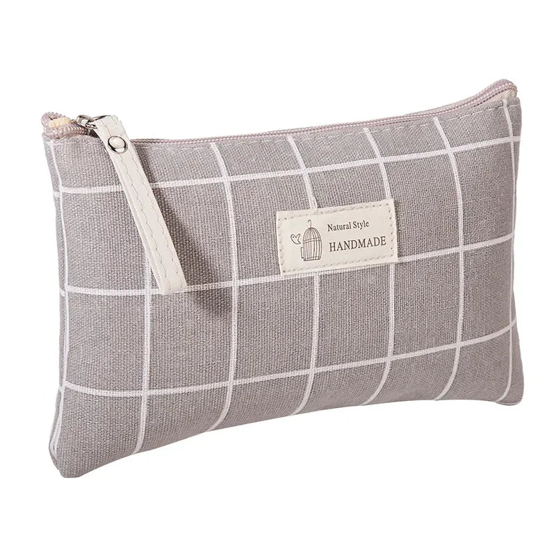 Small Canvas Makeup Bag – Portable Cosmetic Organizer for Travel Toiletry