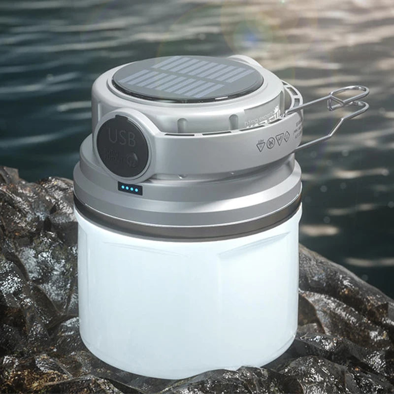 Rechargeable Solar Camping Lamp – 1100 Lumen LED Light for Outdoor Sports