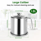 Stainless Steel Oil Strainer Pot – Fine Mesh Grease Container for Kitchen
