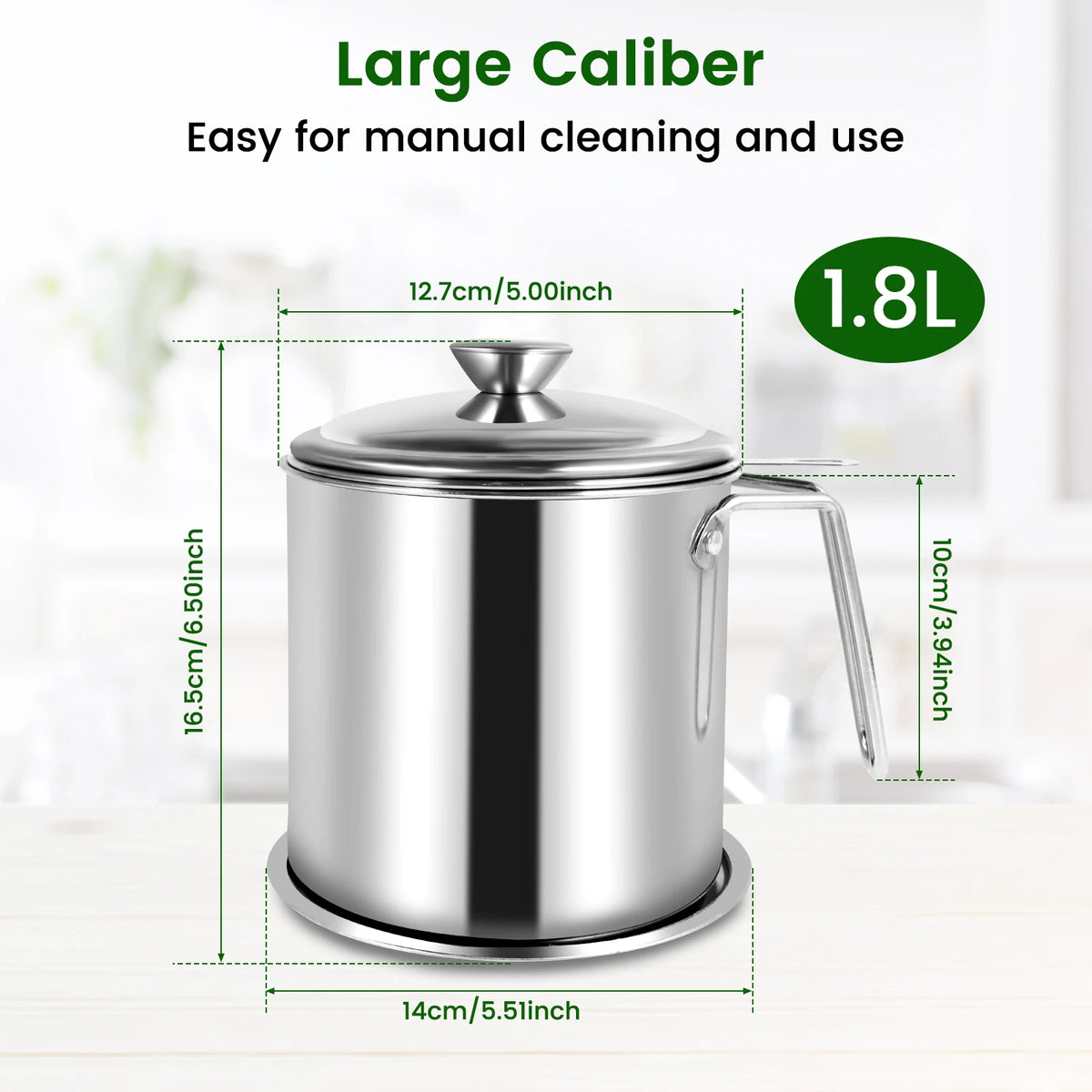 Stainless Steel Oil Strainer Pot – Fine Mesh Grease Container for Kitchen