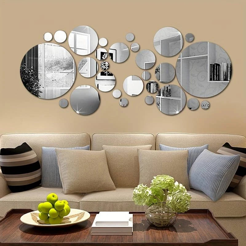 3D Acrylic Round Mirror Wall Stickers – DIY Home Decor for Bedroom Bathroom