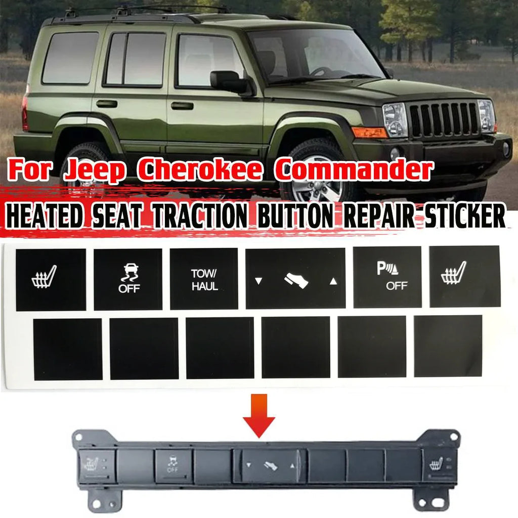 Heated Seat Button Repair Decals – Matte Black Stickers for Jeep Cherokee