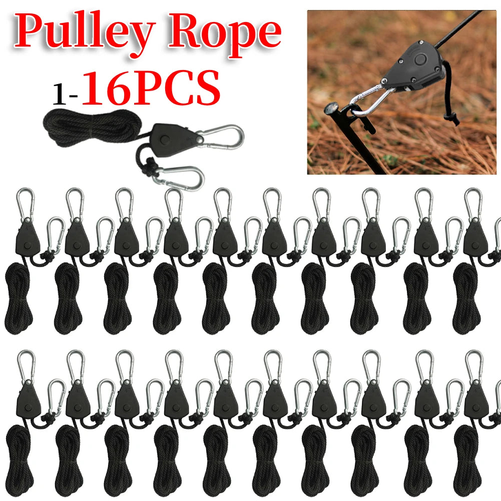 Camping Tent Rope Tensioners – Adjustable Ratchet Pulley for Awning Setup