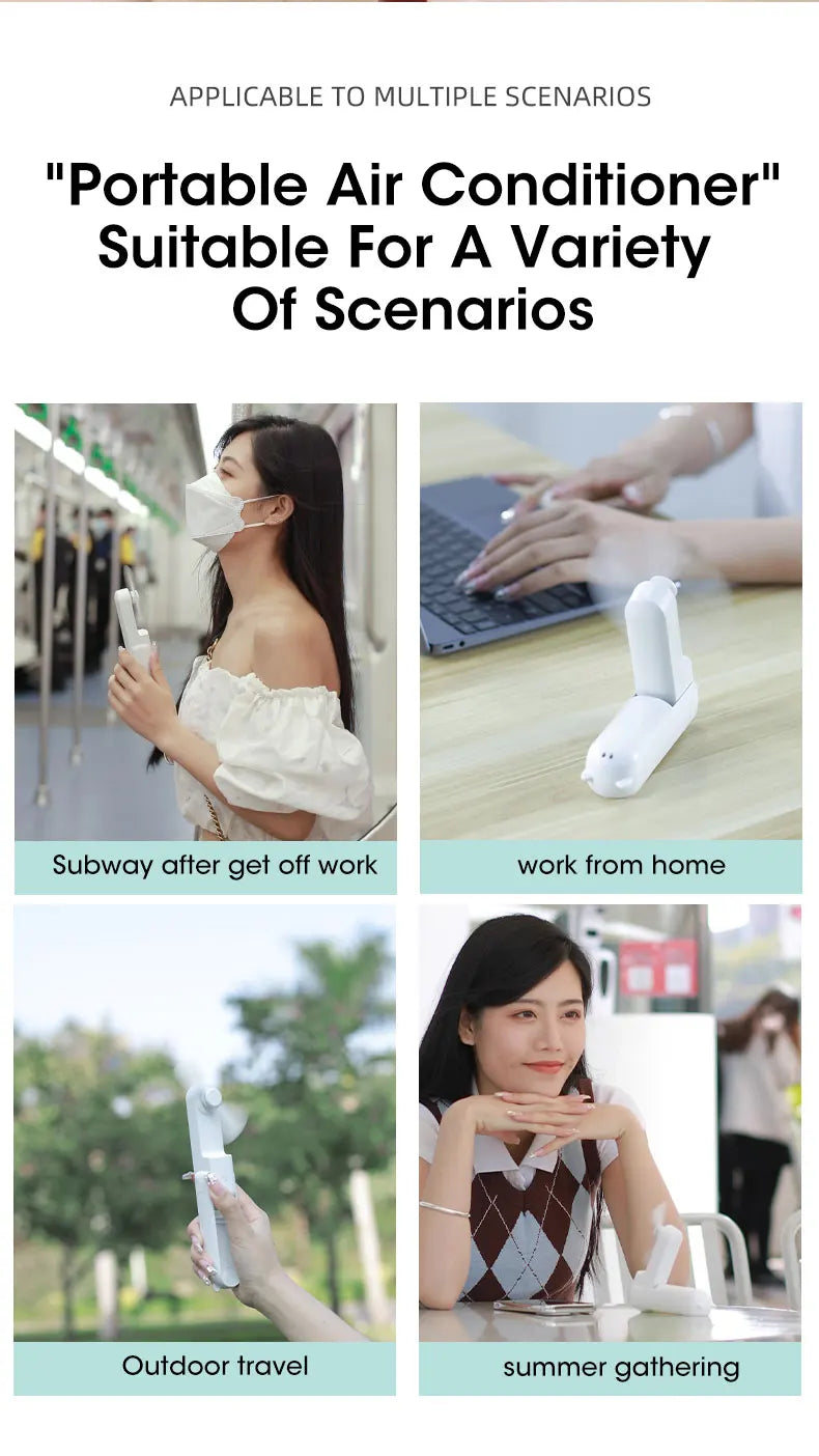 Portable USB Handheld Fan – Rechargeable Collapsible Cooler for Office Home