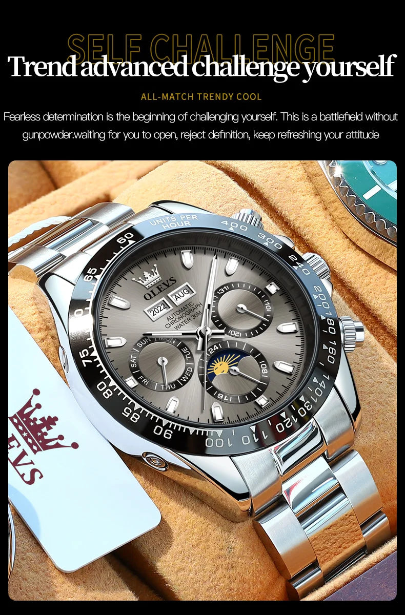 OLEVS Automatic Mechanical Watch – Luxury Chronograph for Business and Sports