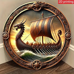Viking Longship Wooden Wall Art – 8 Inch Nordic Decor for Home and Bar