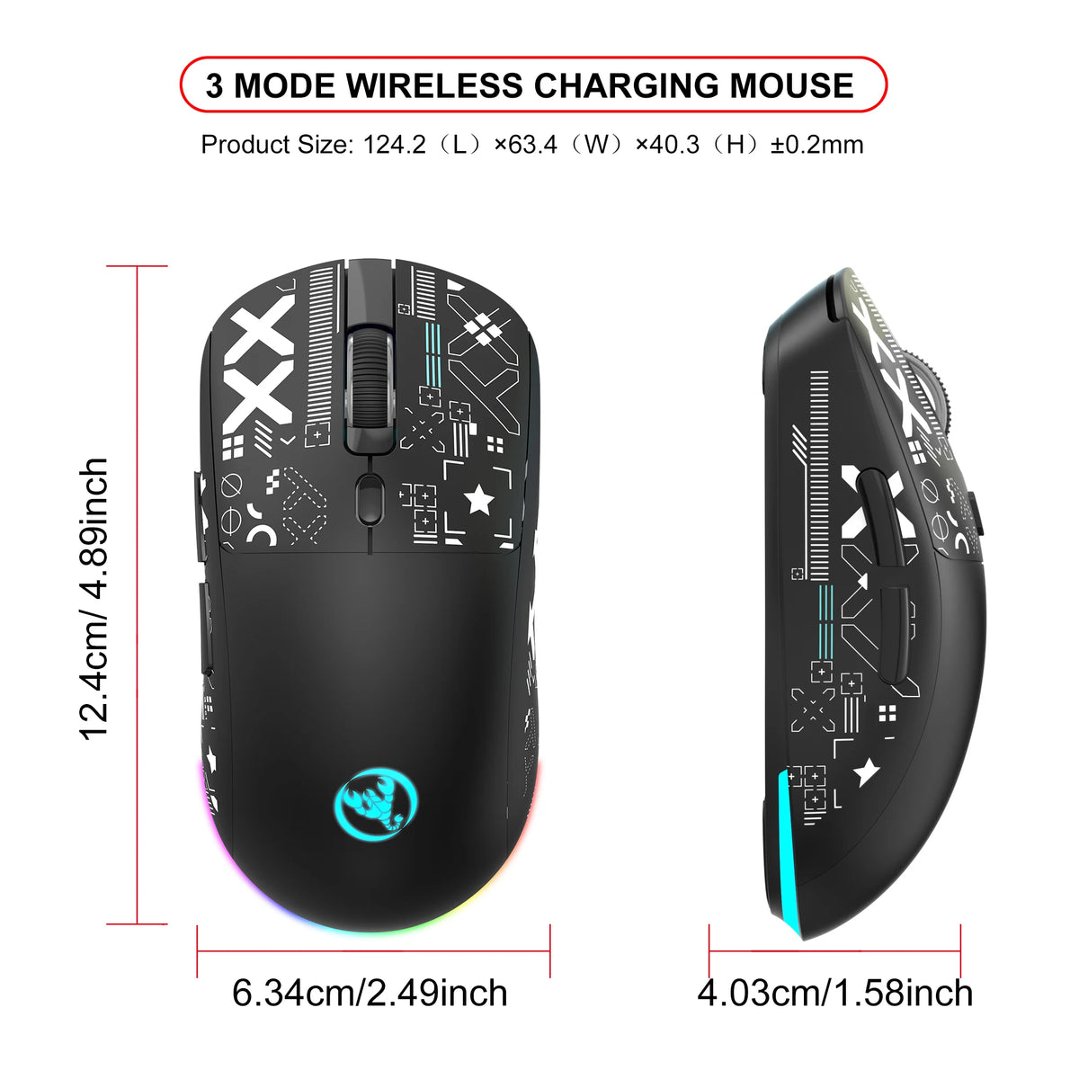 Wireless Gaming Mouse – Rechargeable RGB Ergonomic Silent Optical Mouse for Laptop