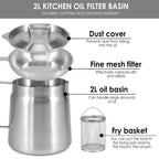 Stainless Steel Oil Strainer Pot – Fine Mesh Grease Container for Kitchen