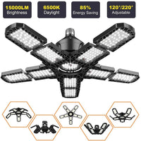 LED Garage Light – 11 Adjustable Panels for Workshop Industrial Lighting