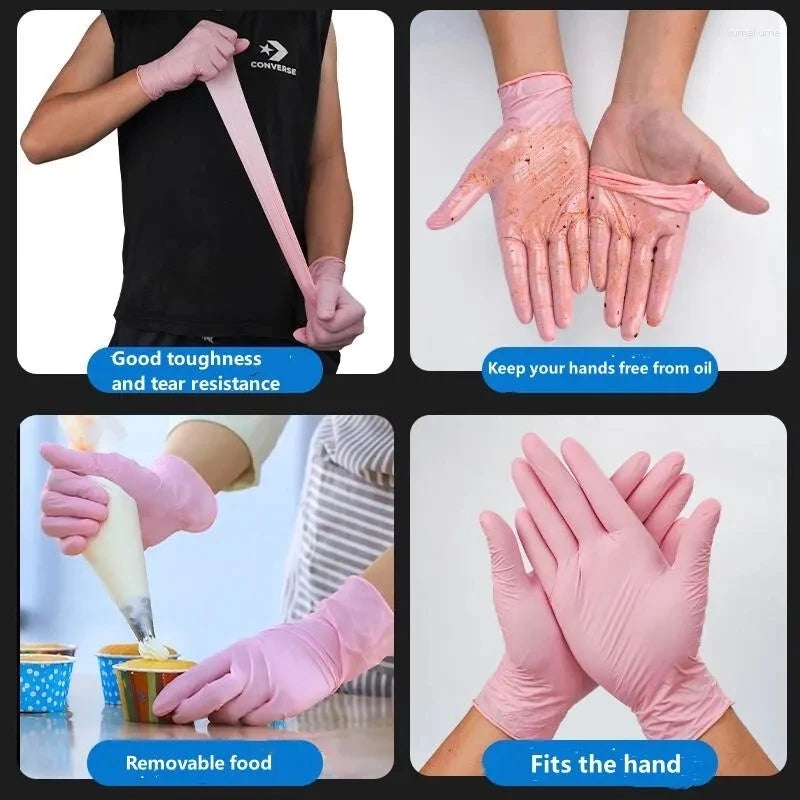 Pink Nitrile Disposable Gloves – Powder Free for Cleaning and Salon Use