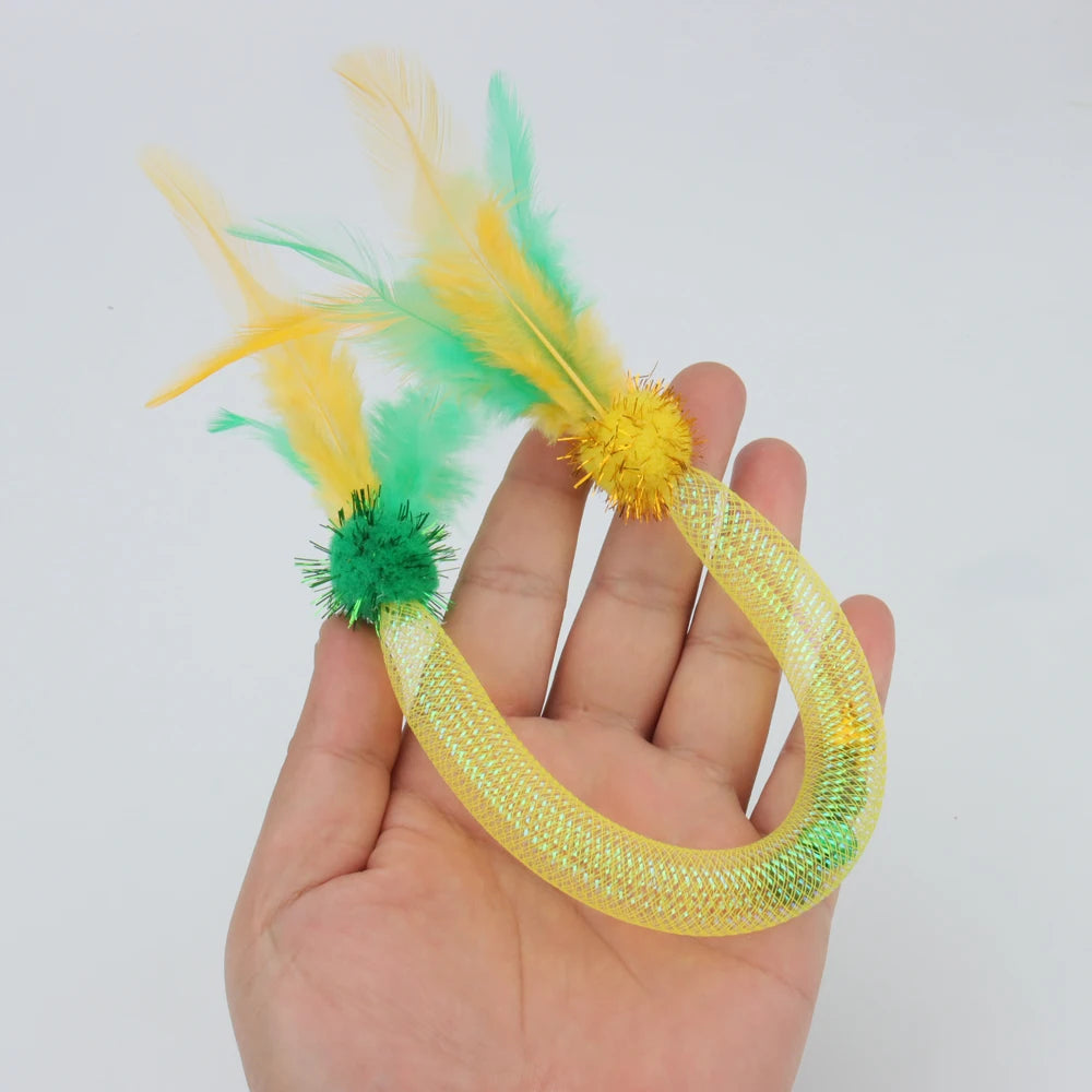 Interactive Cat Feather Ball – Plush Mint Toy for Kitten Play