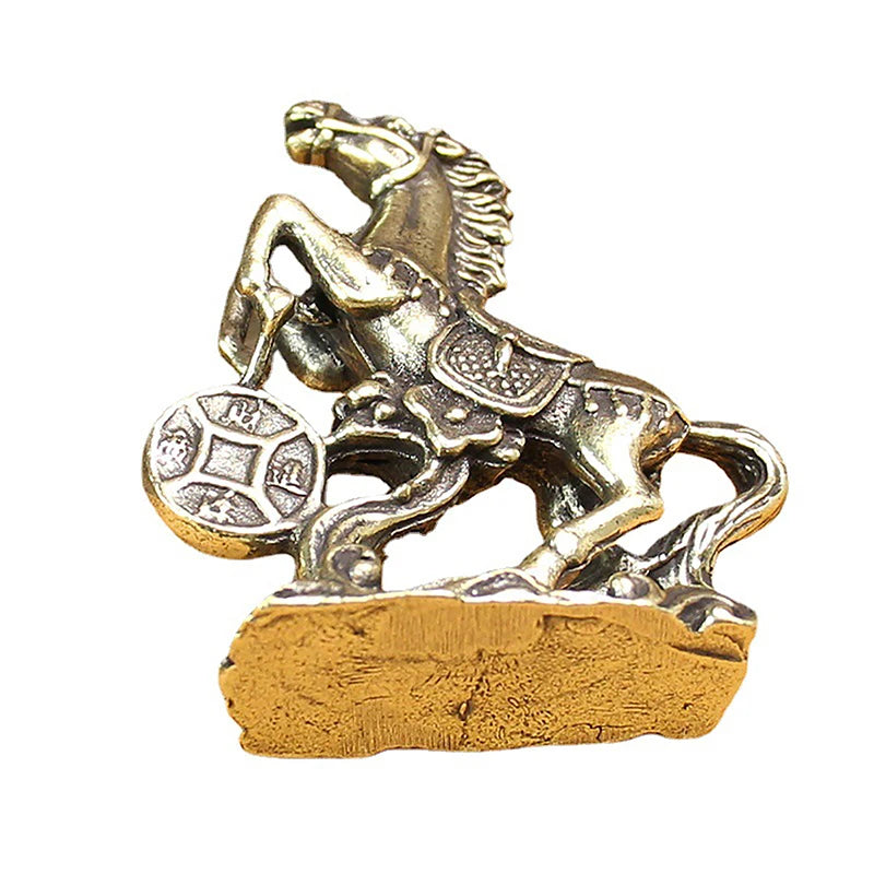 Brass Horse Coin Statue – Feng Shui Figurine for Home and Office Decor