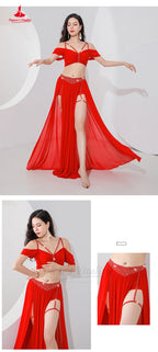 Belly Dance Professional Suit – Mesh Split Skirt Set for Oriental Performance