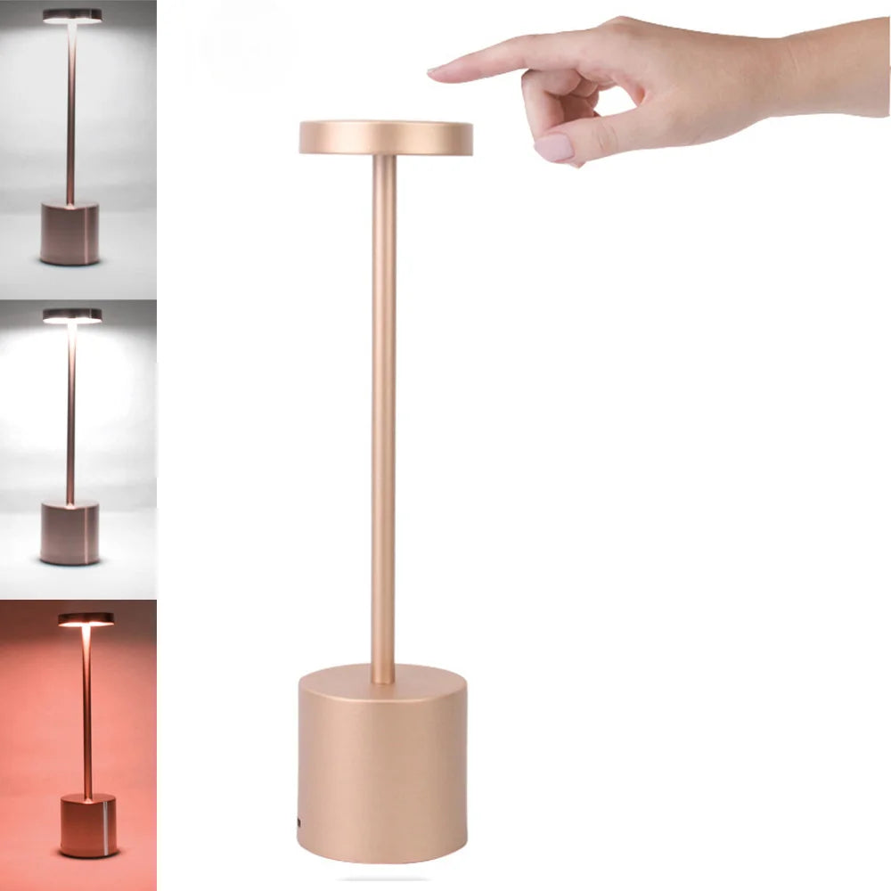 Rechargeable Table Lamp – Stepless Dimming Touch Light for Bedside Decor