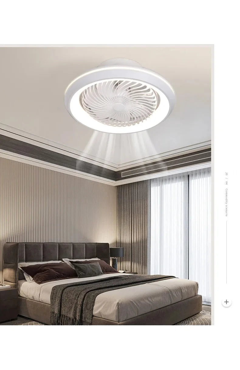 Rotating LED Ceiling Fan – 20 Inch Flush Mount Light for Modern Bedroom