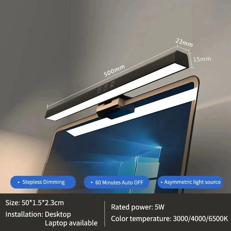 Dimmable LED Monitor Light Bar – Adjustable Desk Lamp for Reading and Study