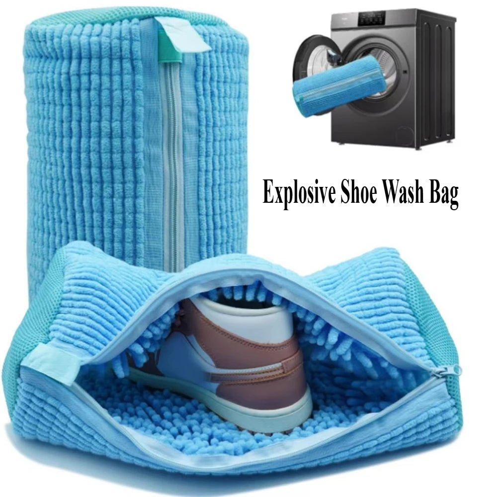 Chenille Shoe Laundry Bag – Non-Abrasive Mesh Protector for Sneaker Washing