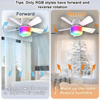 Smart RGB Ceiling Fan – E27 Bluetooth Lamp for Bedroom Decor
