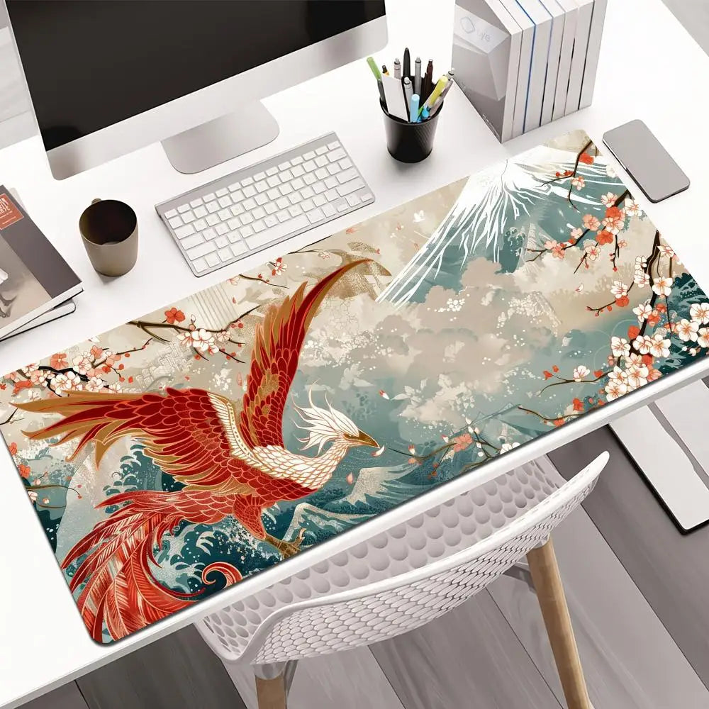 Wave and Sushi Desk Mat – Non-Slip Rubber Mouse Pad for Office and Gaming