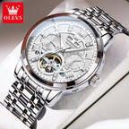 OLEVS Automatic Mechanical Watch – Skeleton Flywheel for Men's Business Wear