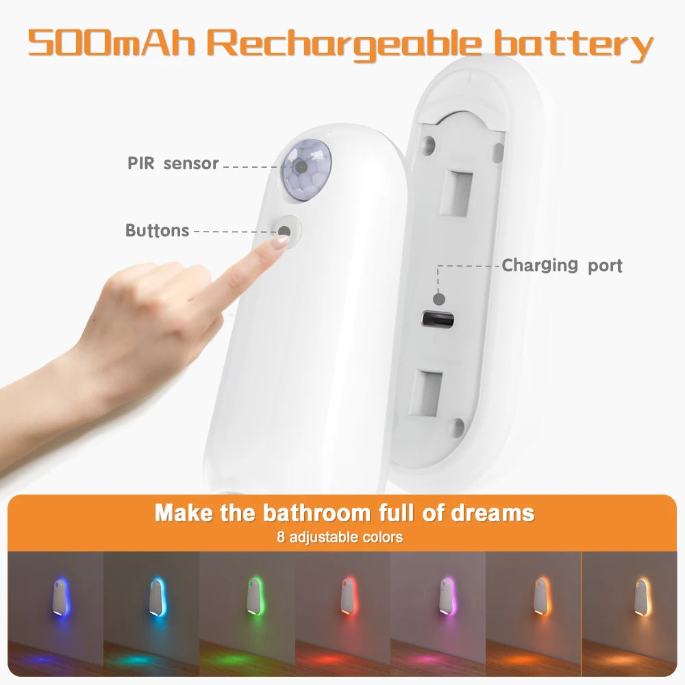 Motion Sensor Toilet Night Light – 7-Color LED Glow for Bathroom Decor