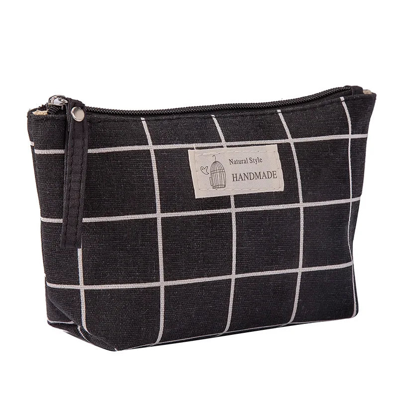 Canvas Small Cosmetic Bag – Portable Makeup Organizer for Travel