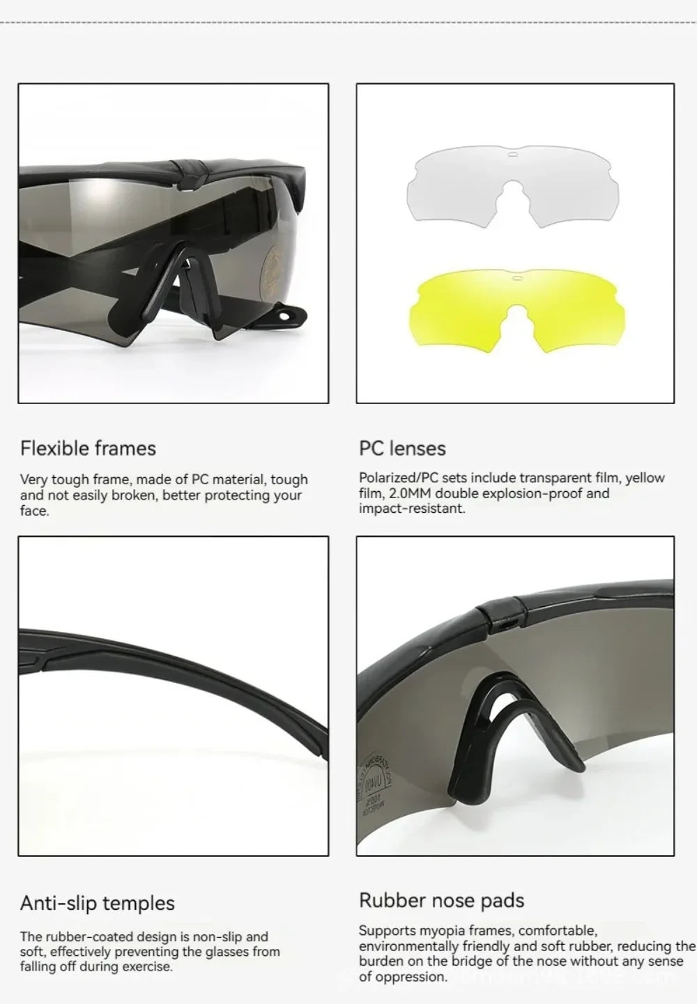 Tactical Shooting Goggles – 3 Interchangeable Lens Set for Airsoft and Outdoor