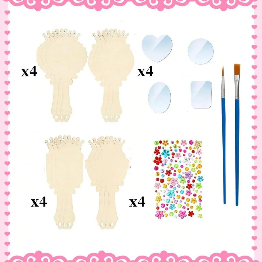 Wooden Hand Mirror Crafts – DIY Paintable Decor for Kids Art Activities