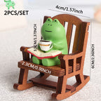 Frog Rocker Figurines – Cute Japanese Healing Decor for Office and Car