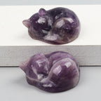 Carved Crystal Cat Figurine – Natural Stone Animal Statue for Home Decor