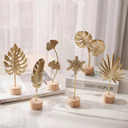 Golden Ginkgo Leaf Metal Figurine – Decorative Sculpture for Home Office Decor
