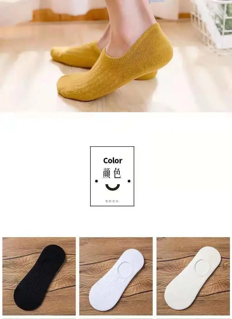 Silicone Invisible Boat Socks – Soft Cotton Women's Ankle Liners for Summer