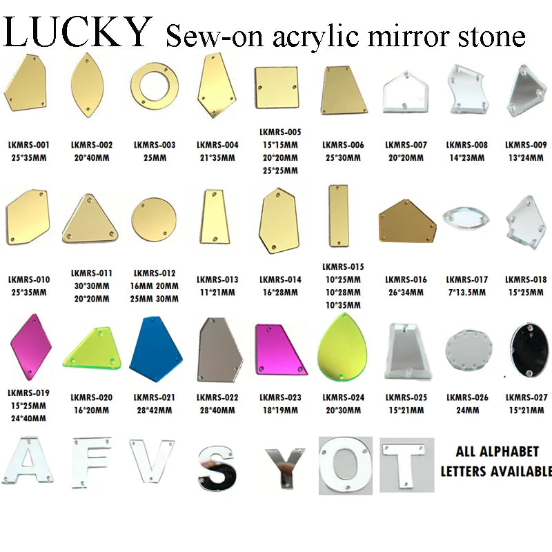 Acrylic Mirror Flat Back Beads – Sew-On Rhinestones for Clothing Embellishment