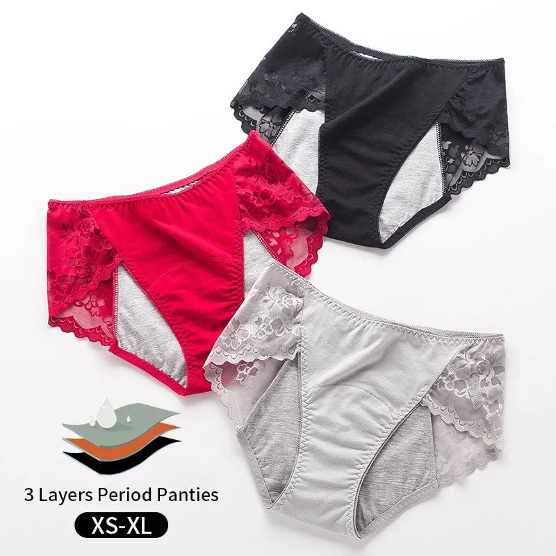 Lace Period Underwear – Leakproof Sanitary Shorts for Women's Menstrual Cycle