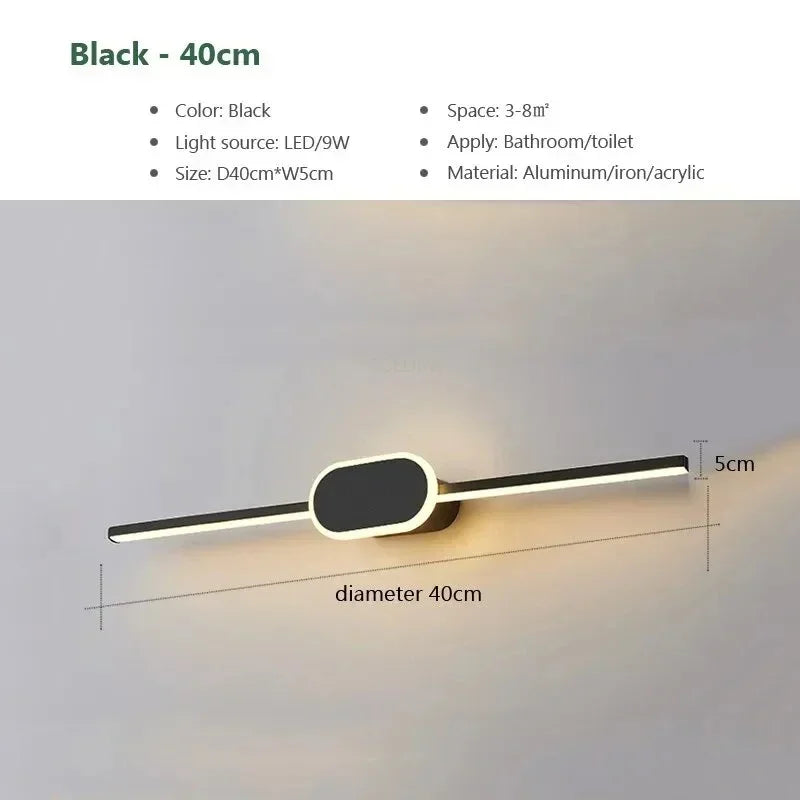 LED Mirror Front Wall Sconce – 40-80cm Strip Light for Bathroom Decor