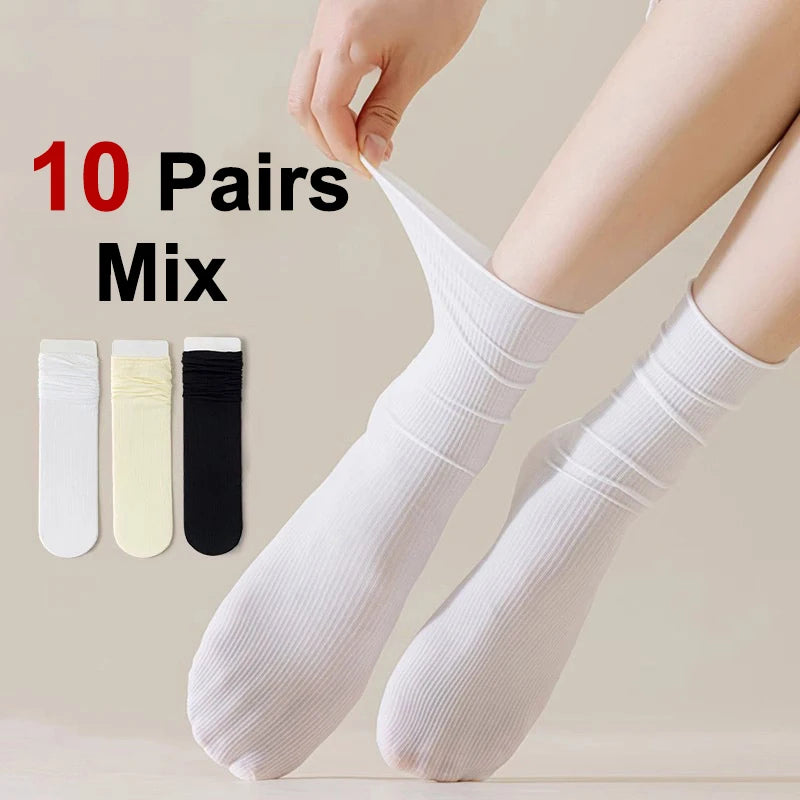 Women Mid Length Cotton Socks – Soft Breathable Casual Daily Wear