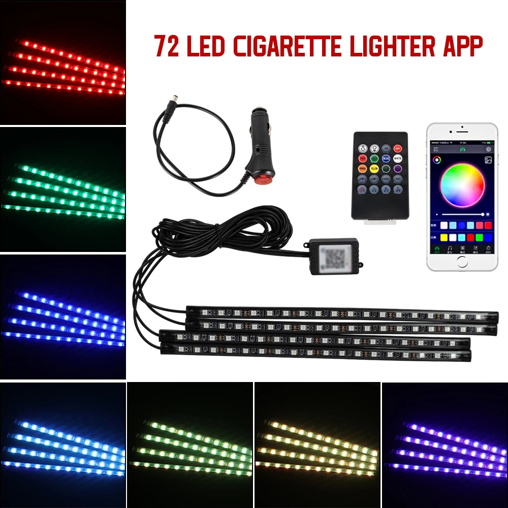 RGB LED Car Interior Light – Wireless Music Control for Auto Atmosphere