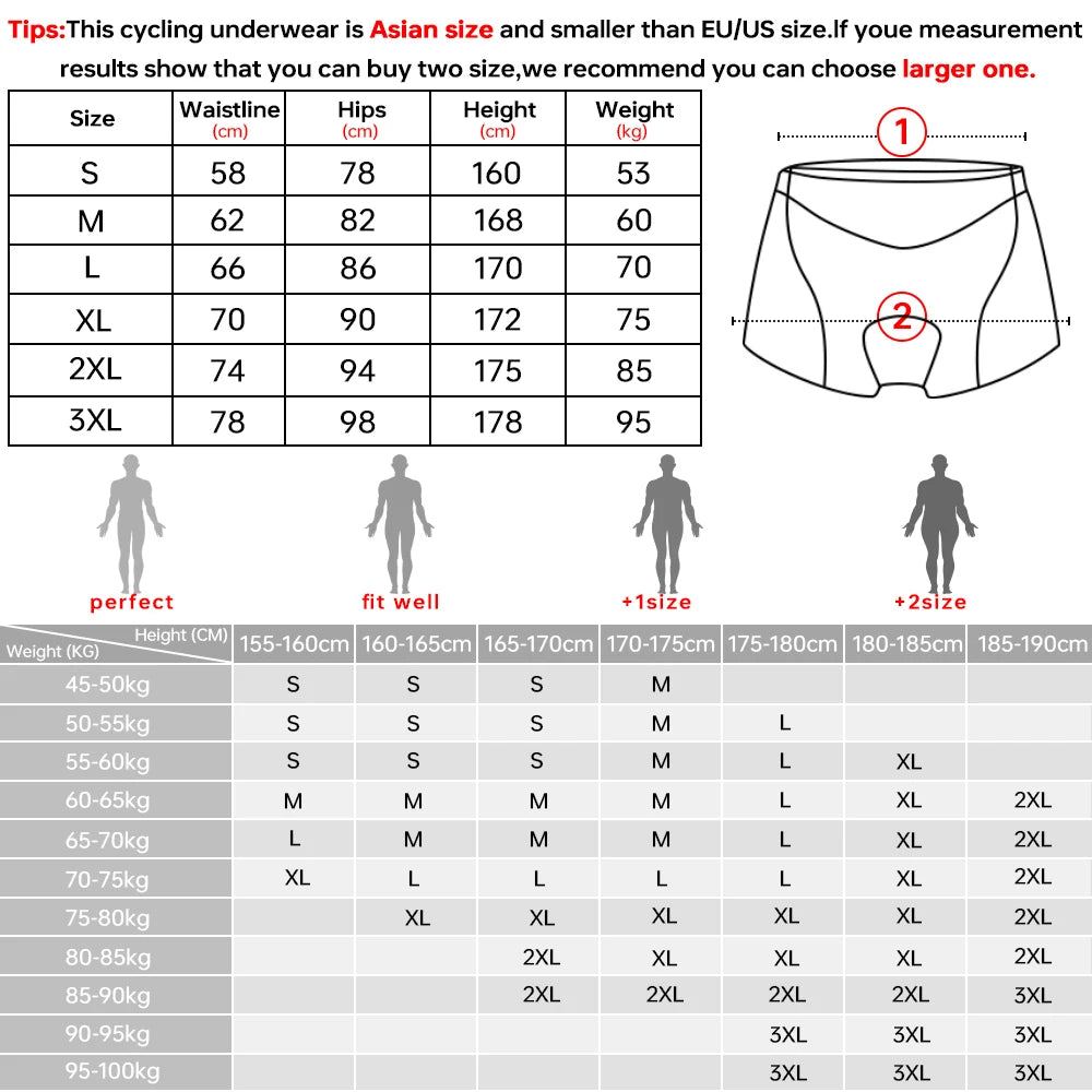 Padded Cycling Underwear Shorts – 5D Gel Breathable Liner for MTB Road Bike