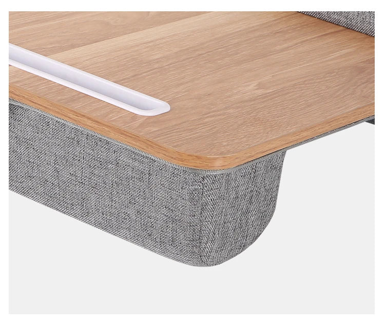 Portable Wooden Laptop Bed Desk – 15 Inch Lap Tray with Cushion for Study