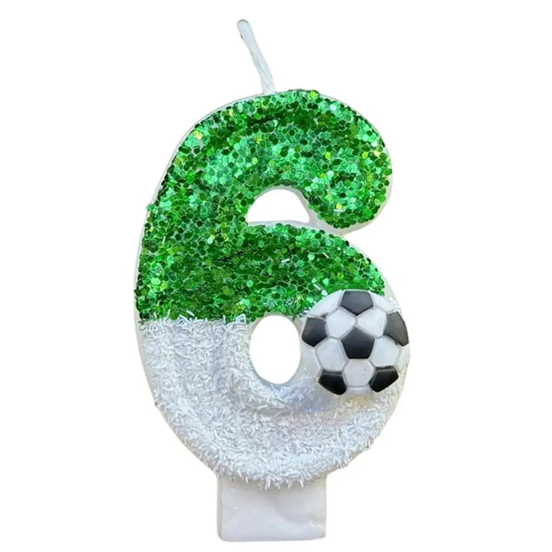 Soccer Number Birthday Candles – Green Glitter Cake Toppers for Kids Parties