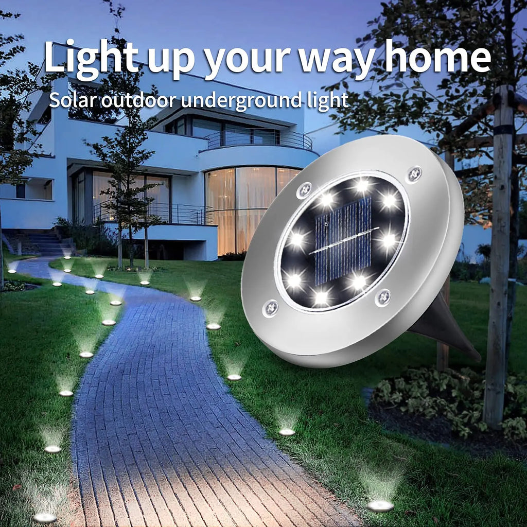 Solar LED Disk Lights – Waterproof Outdoor Landscape Path Lighting for Garden