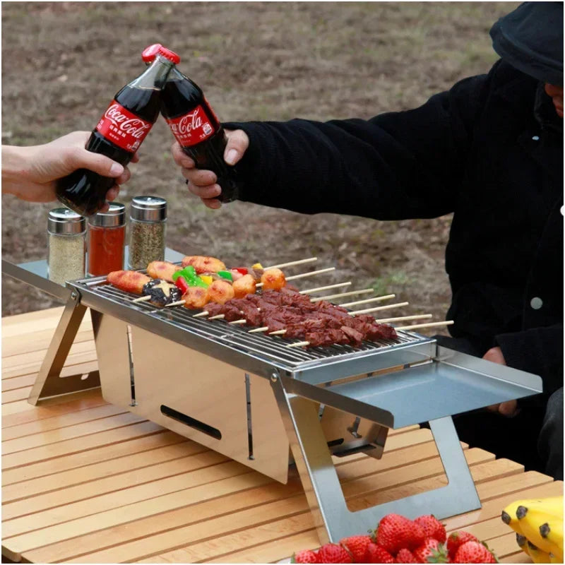 Portable Charcoal Barbecue Grill – Folding Stainless Steel Stove for Outdoor BBQ